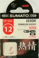 Haczyki Jaxon roz 8 z przyponem 0,16mm Sode Czerwone Sumato